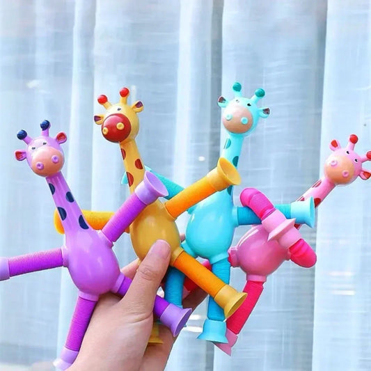 Children Suction Cup Giraffe Toys Pop Tubes Stress Relief