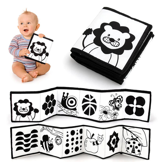 Montessori Baby Cloth Book Black and White Books Newborn Crib Bumper Quiet Book Infant Book Sensory Educational Toys for Babies